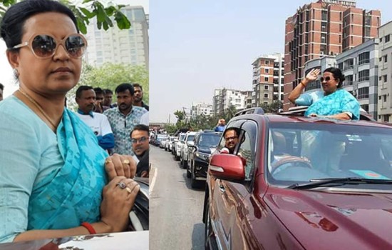 এরশাদের জন্মদিন উপলক্ষে রাজধানীতে বিদিশার শোভাযাত্রা