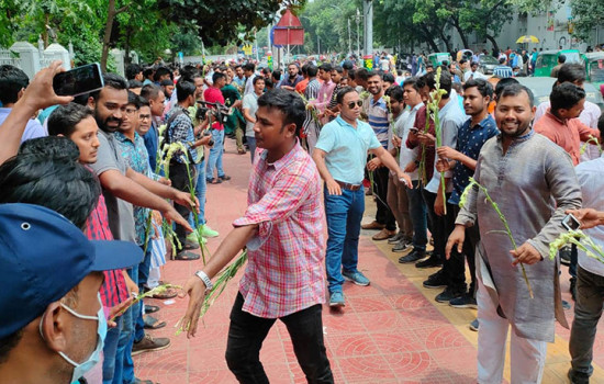 ঢাবিতে ভর্তিচ্ছু শিক্ষার্থীদের ফুল দিয়ে শুভেচ্ছা জানাল ছাত্রদল
