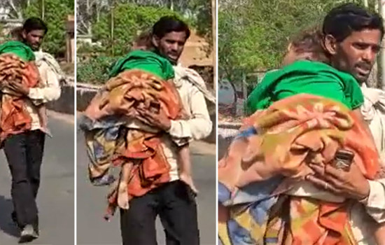 অ্যাম্বুলেন্স না পেয়ে ফের কাঁধে করে মেয়ের মরদেহ বাড়িতে নিলেন বাবা