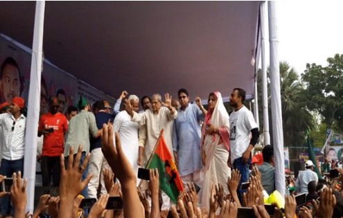 ফরিদপুরের গণসমাবেশ মঞ্চে মির্জা ফখরুল ইসলাম