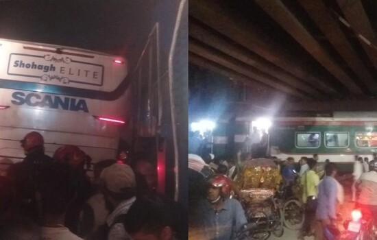 মালিবাগে বাস-ট্রেন সংঘর্ষ : অনেক হতাহতের আশঙ্কা