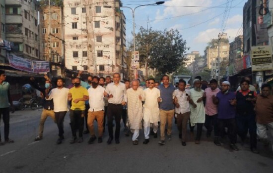 হরতালের সমর্থনে রিজভীর নেতৃত্বে মিছিল