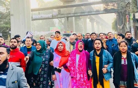 হরতালের সমর্থনে রিজভীর নেতৃত্বে রাজধানীতে মিছিল