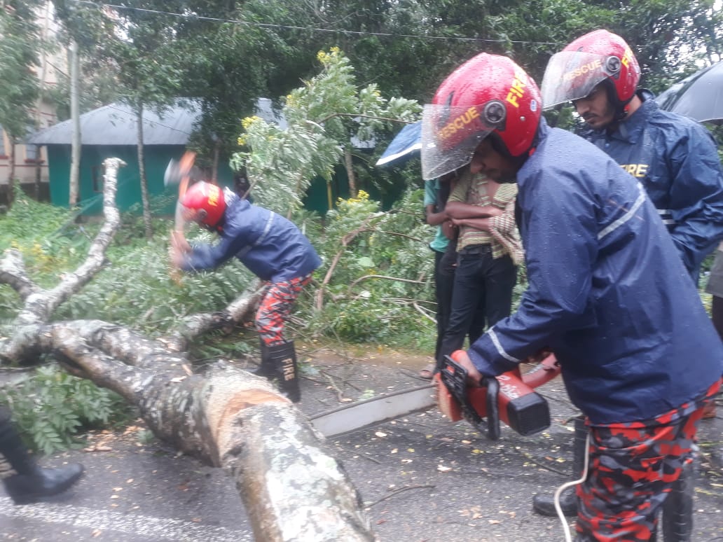 ঘূর্ণিঝড় রেমাল মোকাবিলায় ফায়ার সার্ভিস রাস্তায় পড়া শতাধিক গাছ অপসারণ নিহত ২ ও আহত ৪ জনকে উদ্ধার