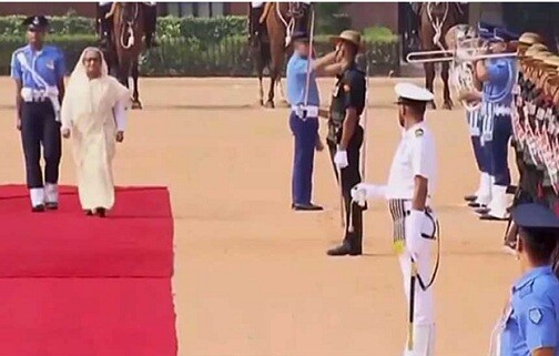 দিল্লির রাষ্ট্রপতি ভবনে শেখ হাসিনাকে লাল গালিচা সংবর্ধনা