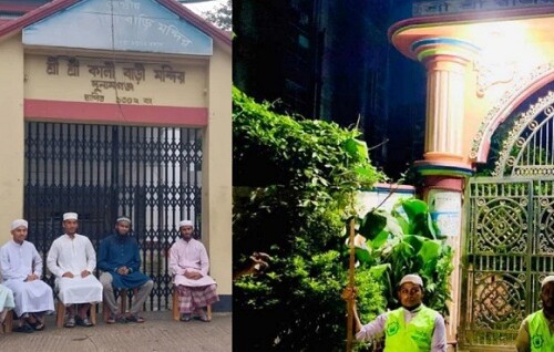 মন্দির পাহারায় মাদরাসা ছাত্র ও সাধারণ শিক্ষার্থীরা