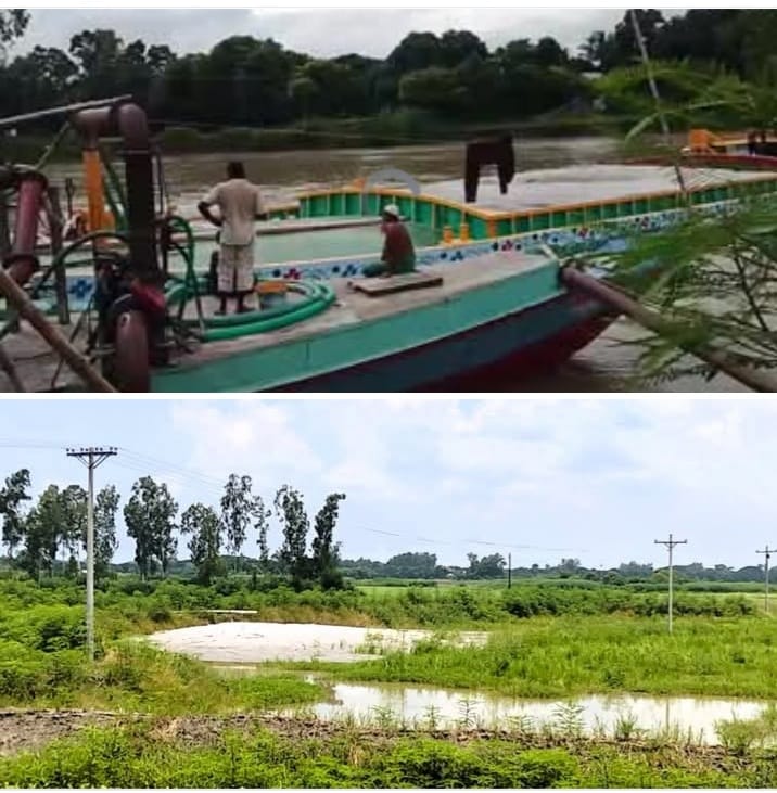 কৃষকের জমি চাপা দিয়ে বালু বালু ভরাট করা হচ্ছে ৩ ফসলি জমি