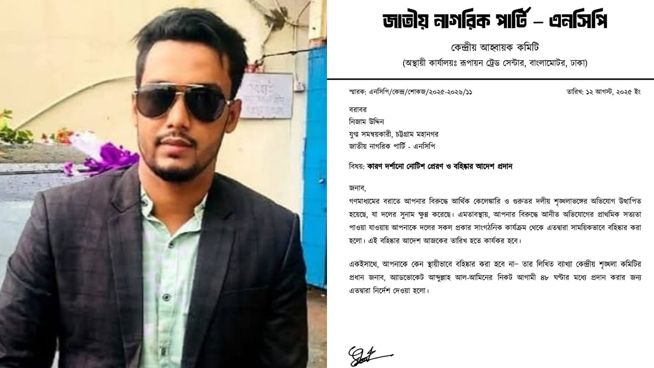চাঁদাবাজির ভিডিও ভাইরাল, চট্টগ্রামে এনসিপি নেতা নিজাম উদ্দিন বহিষ্কার