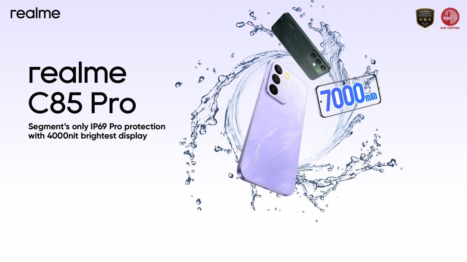 *পানিতে ৬০ দিন টিকে থাকার সক্ষমতা ও উজ্জ্বলতম ডিসপ্লে নিয়ে রিয়েলমি সি৮৫ প্রো উন্মোচন*