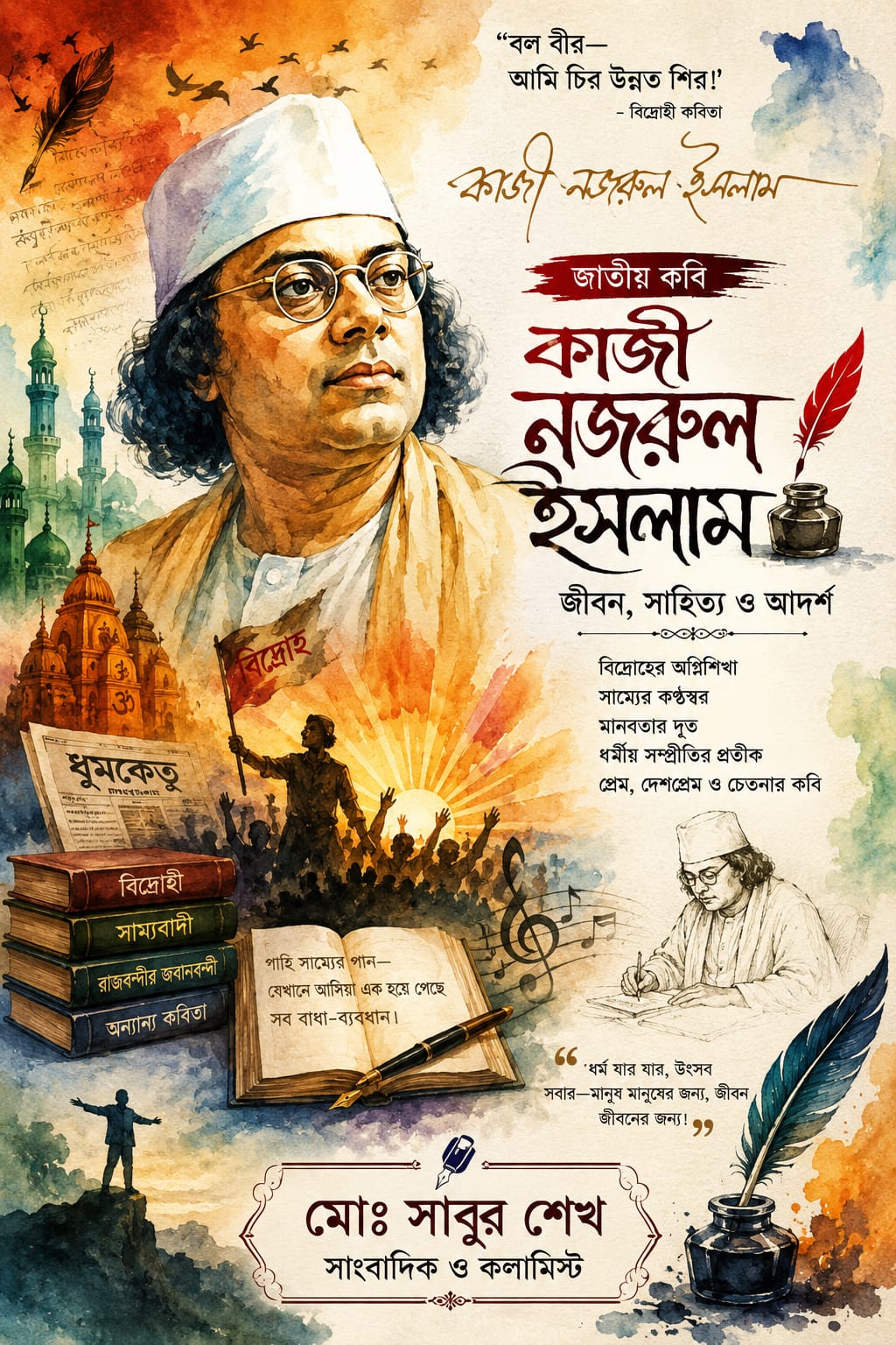 বিদ্রোহের অগ্নিশিখা ও মানবতার কবি জাতীয় কবি কাজী নজরুল ইসলাম : জীবন, সাহিত্য ও আদর্শ।